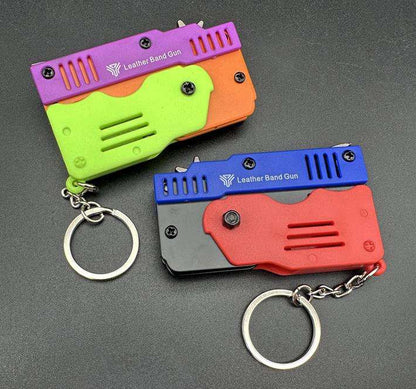 Mini Folding Rubber Band Gun Keychain
